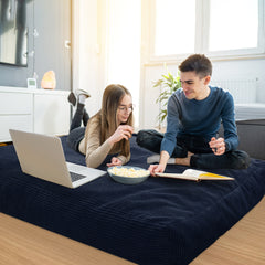 MAXYOYO 4ft Convertible Bean Bag Bed, Corduroy Huge Bean Bag Bed Full, Navy