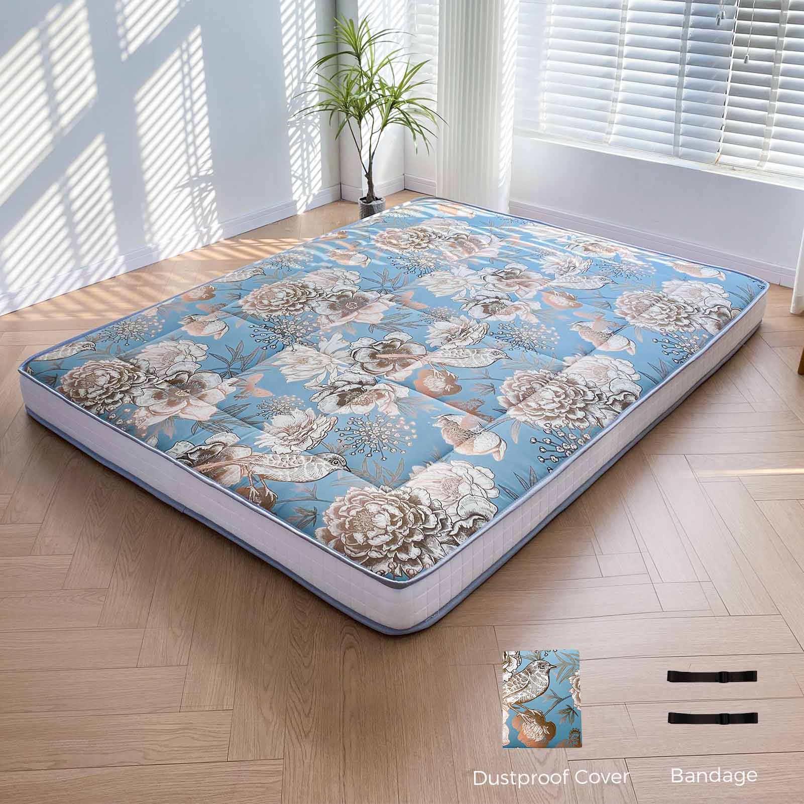MAXYOYO Padded Japanese Floor Mattress,  Floral Printed Futon Mattress Folding Sleeping Pad