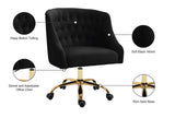 Arden Velvet Office Chair - Stylish Swivel Design with Gold Base and Luxurious Deep Button Tufting