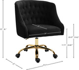 Arden Velvet Office Chair - Stylish Swivel Design with Gold Base and Luxurious Deep Button Tufting