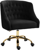 Arden Velvet Office Chair - Stylish Swivel Design with Gold Base and Luxurious Deep Button Tufting