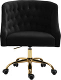 Arden Velvet Office Chair - Stylish Swivel Design with Gold Base and Luxurious Deep Button Tufting