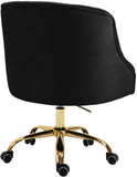 Arden Velvet Office Chair - Stylish Swivel Design with Gold Base and Luxurious Deep Button Tufting