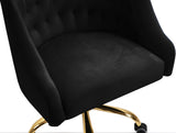 Arden Velvet Office Chair - Stylish Swivel Design with Gold Base and Luxurious Deep Button Tufting