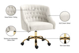 Arden Velvet Office Chair - Stylish Swivel Design with Gold Base and Luxurious Deep Button Tufting