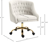 Arden Velvet Office Chair - Stylish Swivel Design with Gold Base and Luxurious Deep Button Tufting