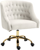 Arden Velvet Office Chair - Stylish Swivel Design with Gold Base and Luxurious Deep Button Tufting