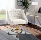 Arden Velvet Office Chair - Stylish Swivel Design with Gold Base and Luxurious Deep Button Tufting
