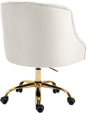 Arden Velvet Office Chair - Stylish Swivel Design with Gold Base and Luxurious Deep Button Tufting