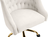 Arden Velvet Office Chair - Stylish Swivel Design with Gold Base and Luxurious Deep Button Tufting