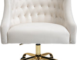 Arden Velvet Office Chair - Stylish Swivel Design with Gold Base and Luxurious Deep Button Tufting