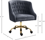 Arden Velvet Office Chair - Stylish Swivel Design with Gold Base and Luxurious Deep Button Tufting