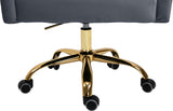 Arden Velvet Office Chair - Stylish Swivel Design with Gold Base and Luxurious Deep Button Tufting
