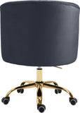 Arden Velvet Office Chair - Stylish Swivel Design with Gold Base and Luxurious Deep Button Tufting