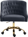 Arden Velvet Office Chair - Stylish Swivel Design with Gold Base and Luxurious Deep Button Tufting