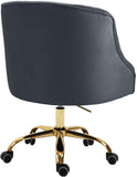 Arden Velvet Office Chair - Stylish Swivel Design with Gold Base and Luxurious Deep Button Tufting