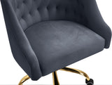 Arden Velvet Office Chair - Stylish Swivel Design with Gold Base and Luxurious Deep Button Tufting