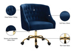 Arden Velvet Office Chair - Stylish Swivel Design with Gold Base and Luxurious Deep Button Tufting