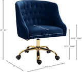 Arden Velvet Office Chair - Stylish Swivel Design with Gold Base and Luxurious Deep Button Tufting