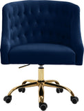 Arden Velvet Office Chair - Stylish Swivel Design with Gold Base and Luxurious Deep Button Tufting