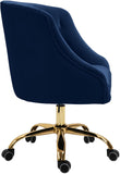 Arden Velvet Office Chair - Stylish Swivel Design with Gold Base and Luxurious Deep Button Tufting