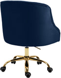 Arden Velvet Office Chair - Stylish Swivel Design with Gold Base and Luxurious Deep Button Tufting
