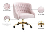 Arden Velvet Office Chair - Stylish Swivel Design with Gold Base and Luxurious Deep Button Tufting