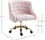 Arden Velvet Office Chair - Stylish Swivel Design with Gold Base and Luxurious Deep Button Tufting