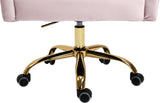 Arden Velvet Office Chair - Stylish Swivel Design with Gold Base and Luxurious Deep Button Tufting