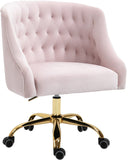 Arden Velvet Office Chair - Stylish Swivel Design with Gold Base and Luxurious Deep Button Tufting