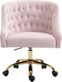 Arden Velvet Office Chair - Stylish Swivel Design with Gold Base and Luxurious Deep Button Tufting