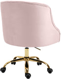 Arden Velvet Office Chair - Stylish Swivel Design with Gold Base and Luxurious Deep Button Tufting