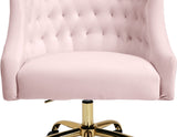 Arden Velvet Office Chair - Stylish Swivel Design with Gold Base and Luxurious Deep Button Tufting