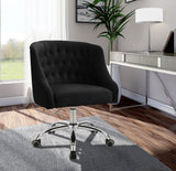Arden Velvet Office Chair - Stylish Swivel Design with Gold Base and Luxurious Deep Button Tufting