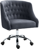 Arden Velvet Office Chair - Stylish Swivel Design with Gold Base and Luxurious Deep Button Tufting