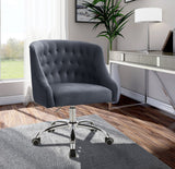 Arden Velvet Office Chair - Stylish Swivel Design with Gold Base and Luxurious Deep Button Tufting