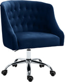 Arden Velvet Office Chair - Stylish Swivel Design with Gold Base and Luxurious Deep Button Tufting