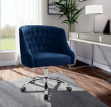Arden Velvet Office Chair - Stylish Swivel Design with Gold Base and Luxurious Deep Button Tufting