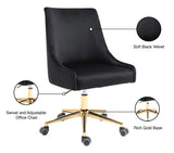Karina Velvet Swivel Office Chair - Contemporary Design with Adjustable Height & Gold Base Charm