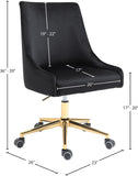 Karina Velvet Swivel Office Chair - Contemporary Design with Adjustable Height & Gold Base Charm