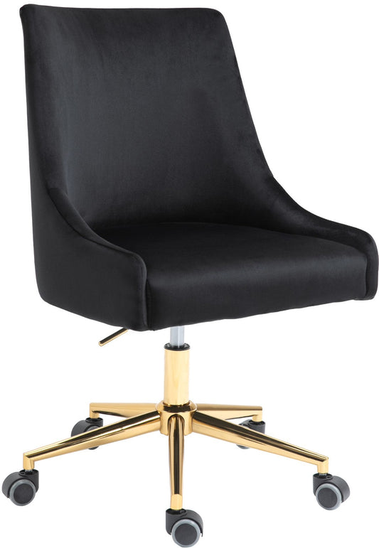 Karina Velvet Swivel Office Chair - Contemporary Design with Adjustable Height & Gold Base Charm