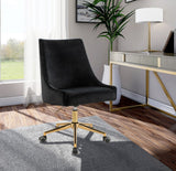 Karina Velvet Swivel Office Chair - Contemporary Design with Adjustable Height & Gold Base Charm