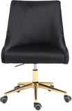 Karina Velvet Swivel Office Chair - Contemporary Design with Adjustable Height & Gold Base Charm