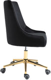Karina Velvet Swivel Office Chair - Contemporary Design with Adjustable Height & Gold Base Charm