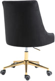 Karina Velvet Swivel Office Chair - Contemporary Design with Adjustable Height & Gold Base Charm