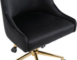 Karina Velvet Swivel Office Chair - Contemporary Design with Adjustable Height & Gold Base Charm