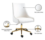 Karina Velvet Swivel Office Chair - Contemporary Design with Adjustable Height & Gold Base Charm