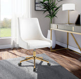 Karina Velvet Swivel Office Chair - Contemporary Design with Adjustable Height & Gold Base Charm