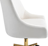 Karina Velvet Swivel Office Chair - Contemporary Design with Adjustable Height & Gold Base Charm
