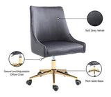 Karina Velvet Swivel Office Chair - Contemporary Design with Adjustable Height & Gold Base Charm